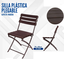 SILLA PLASTICA PLEGABLE ASPECTO MADERA CHOCOLATE