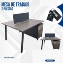 ESTACION DE TRABAJO 2 PUESTOS 120*120*75CM CON 2 GABINETES