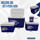 HIELERA AZUL SET 4 PIEZAS 30L