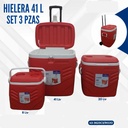 HIELERA ROJA SET 3 PIEZAS 41L