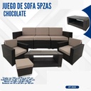 JUEGO DE SOFA 5 PIEZAS COLOR CHOCOLATE ESTILO RATTAN