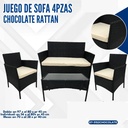 JUEGO DE SOFA 4 PIEZAS COLOR CHOCOLATE OSCURO ESTILO RATTAN