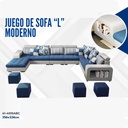 JUEGO DE SOFA L MODERNO AZUL+GRIS