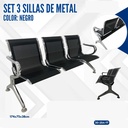 SET 3 SILLAS DE METAL COLOR NEGRO