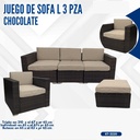 JUEGO DE SOFA L 3 PIEZAS COLOR CHOCOLATE ESTILO RATTAN