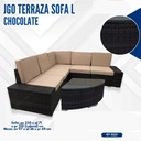 JUEGO DE SOFA L PIEZAS COLOR CHOCOLATE ESTILO RATTAN